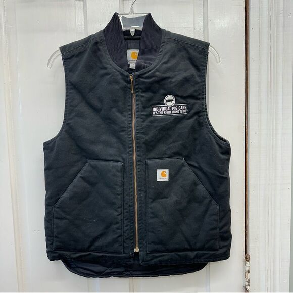 NWOT Carhartt insulated black vest work wear duck material men's medium. - Picture 2 of 9